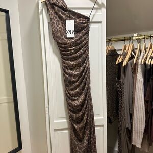 Zara Brown Leopard Print Dress